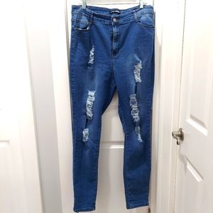 Fashion Nova denim jeans distressed Size 1X